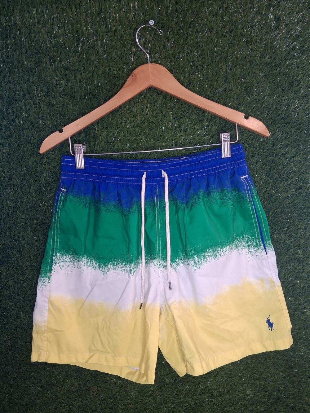 Polo Ralph Lauren Traveler Swim Trunks Men's Size Medium Blue Green Ombre Pony